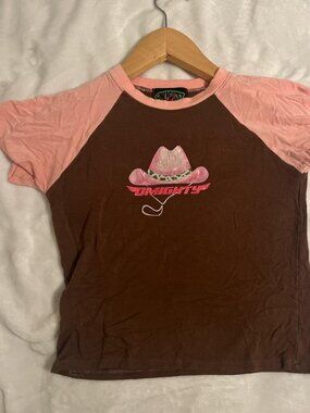 O-MIGHTY Women's Brown and Pink T-shirt